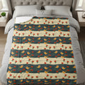 Cozy Blanket with Birds and Flowers Pattern Design
