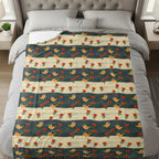 Cozy Blanket with Birds and Flowers Pattern Design
