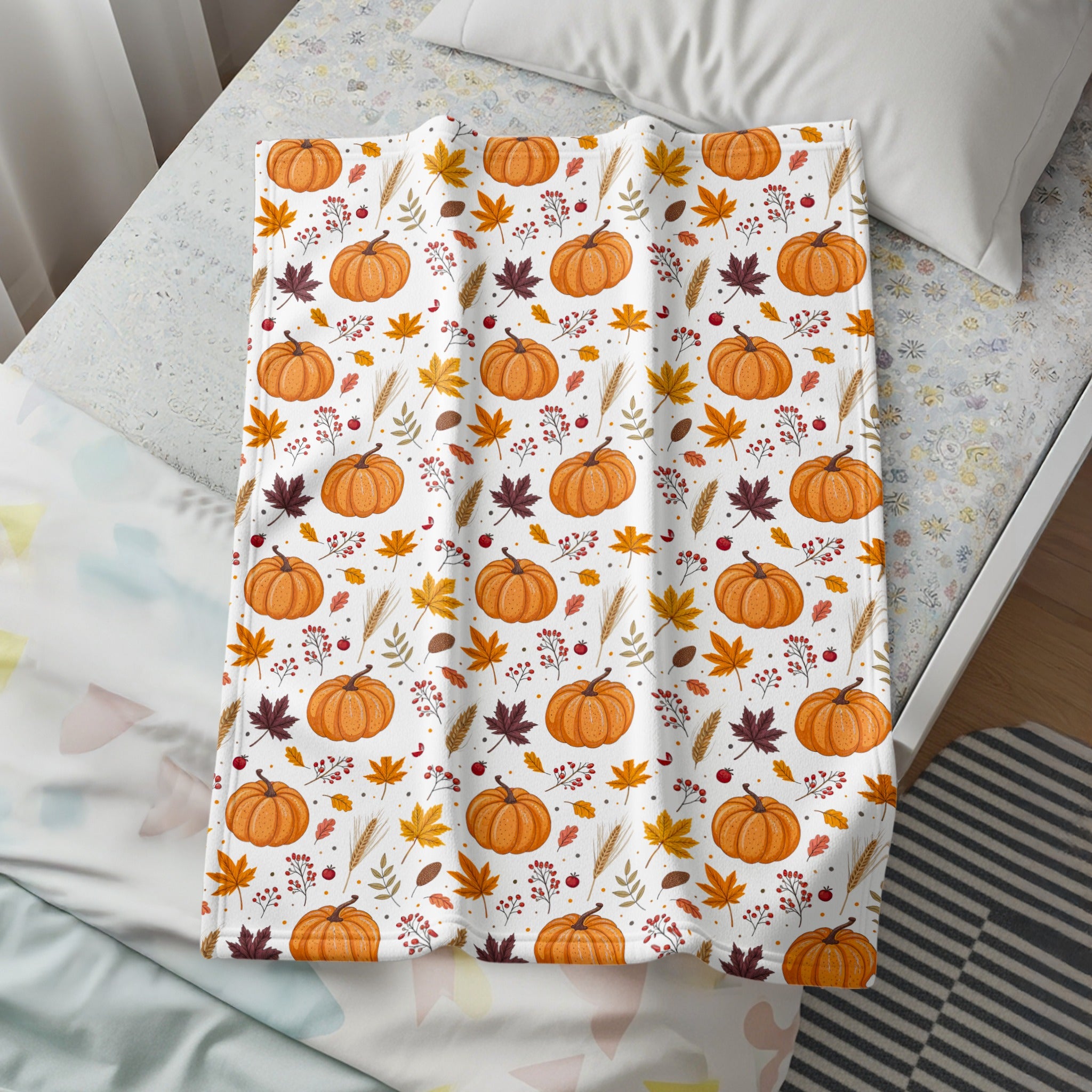 Cozy Autumn Pumpkin Pattern Soft Bed Blanket product