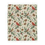 Festive Christmas Cardinals and Pine Cones Blanket