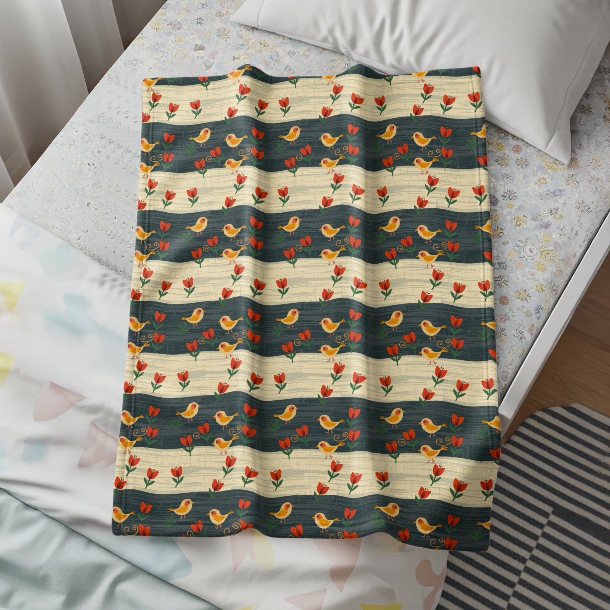 Cute Bird and Flower Pattern Bedding Product