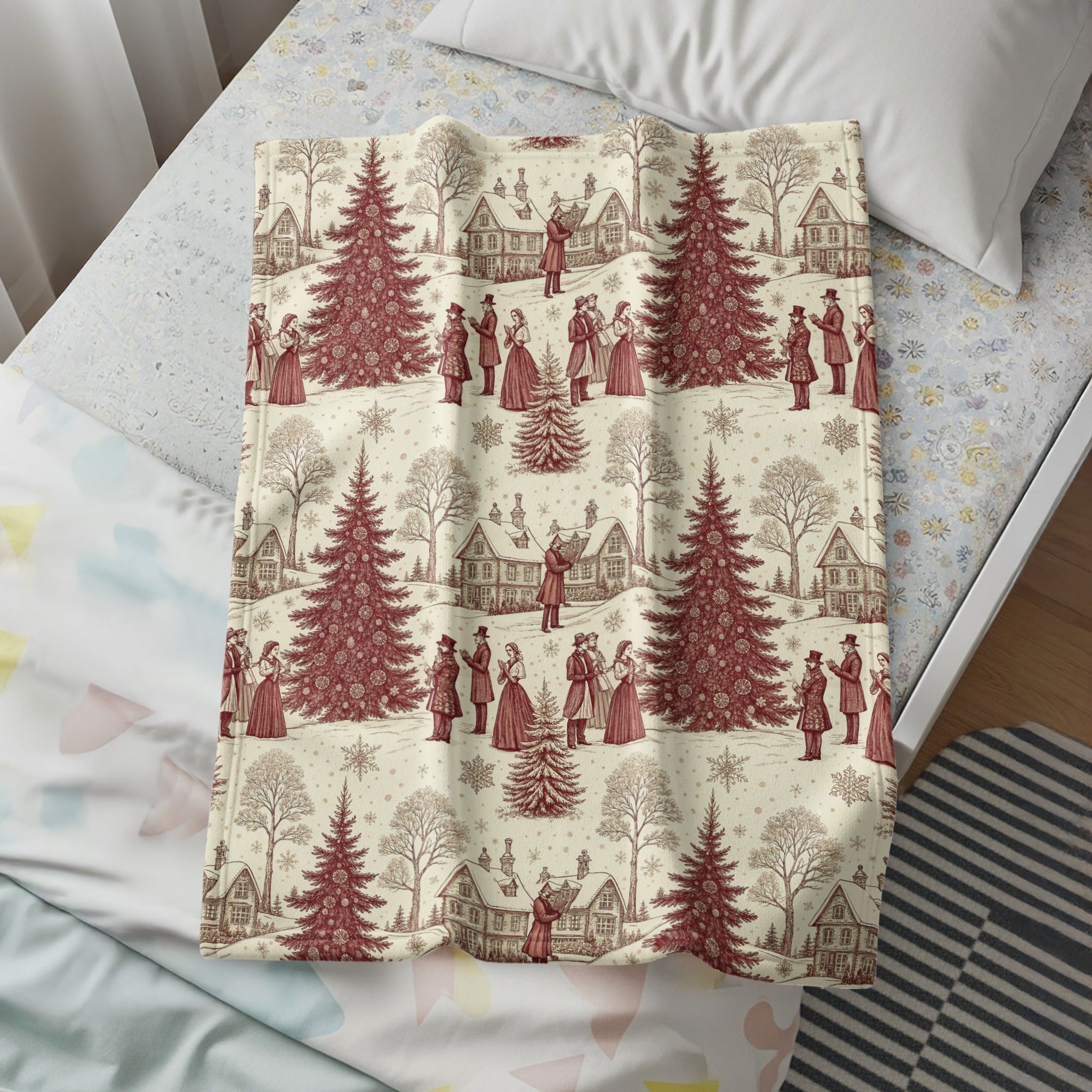 Vintage Christmas Village Scene Blanket product