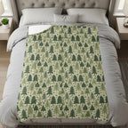 Green and Beige Festive Christmas Trees Blanket
