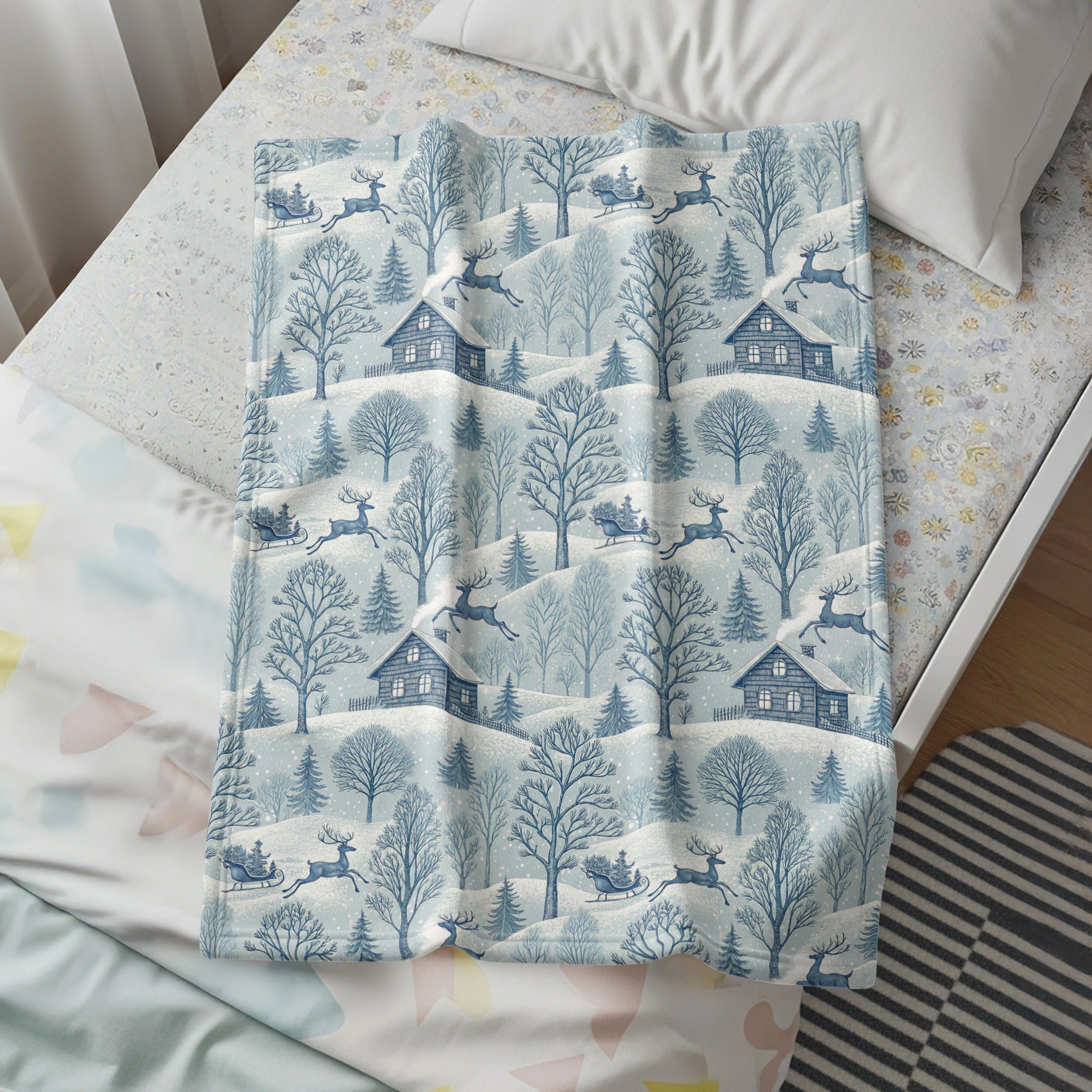 Cozy Winter Themed Bedding Blanket for Home Decor