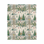 Winter Village With Skaters Design Blanket