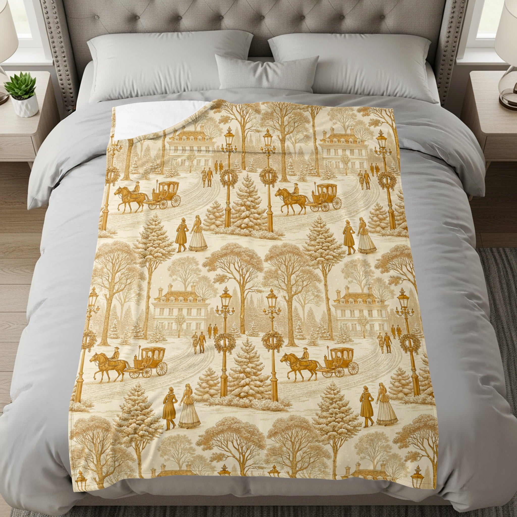 Scenic Victorian-Inspired Cozy Bedding Blanket
