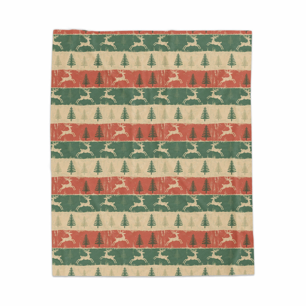 Festive Reindeer and Trees Pattern Holiday Towel