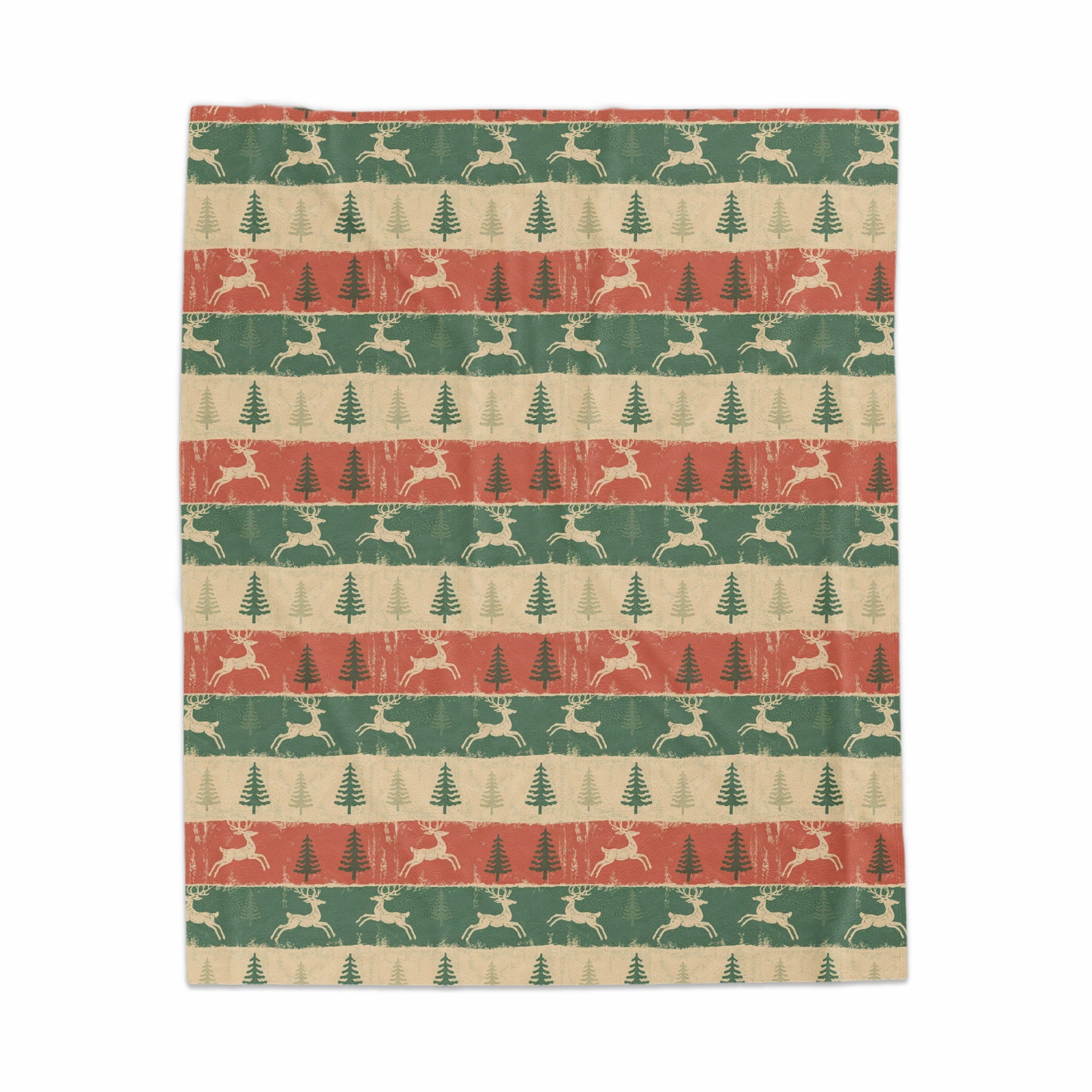 Festive Reindeer and Trees Pattern Holiday Towel
