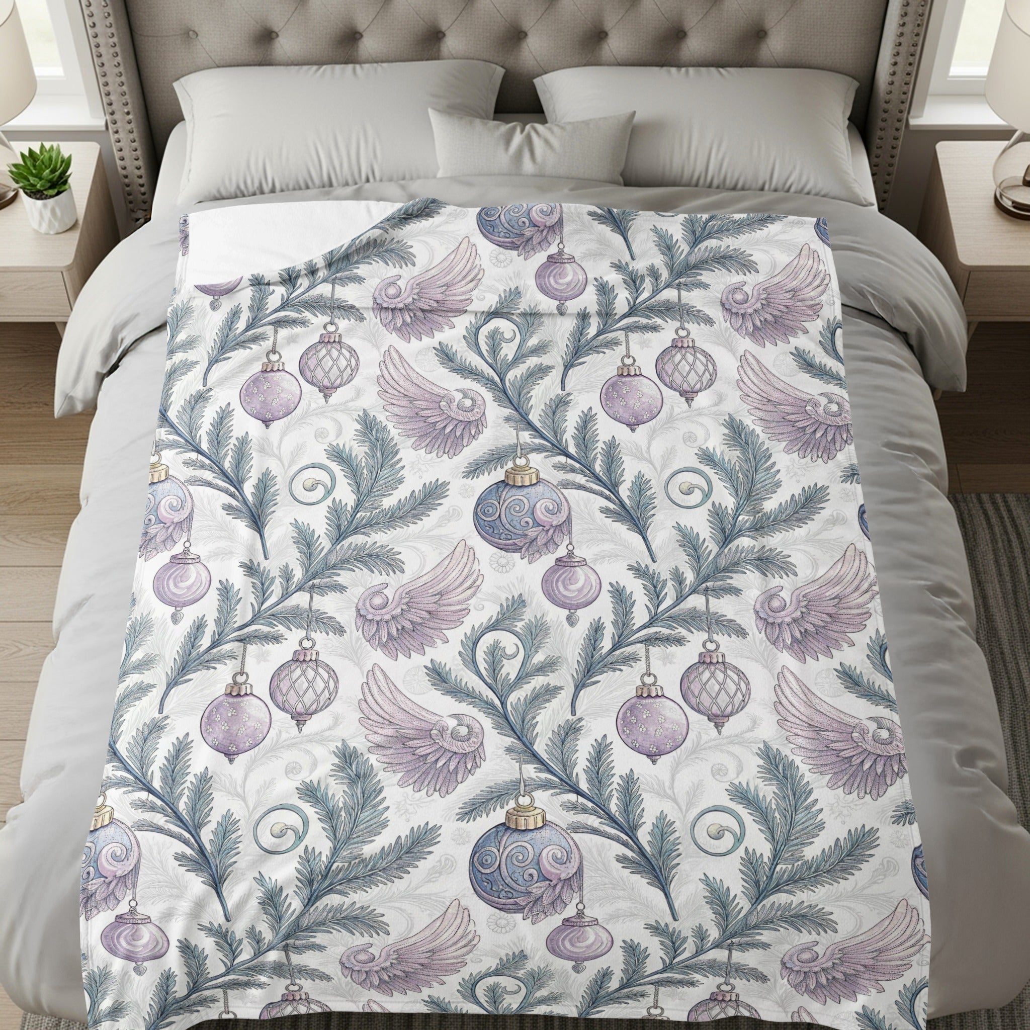 Elegant Feather Branches and Ornaments Bedding