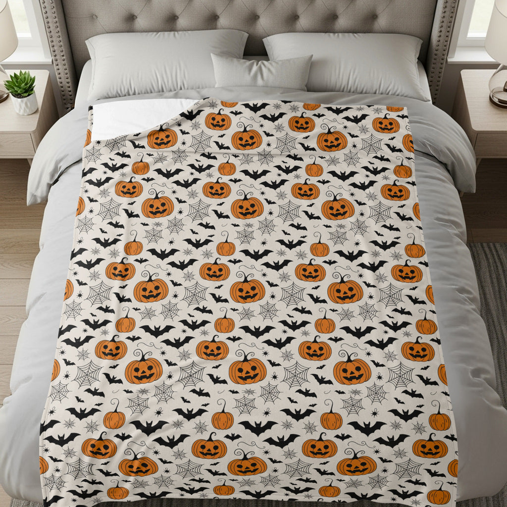 Halloween Themed Pumpkins and Bats Pattern Bedding product