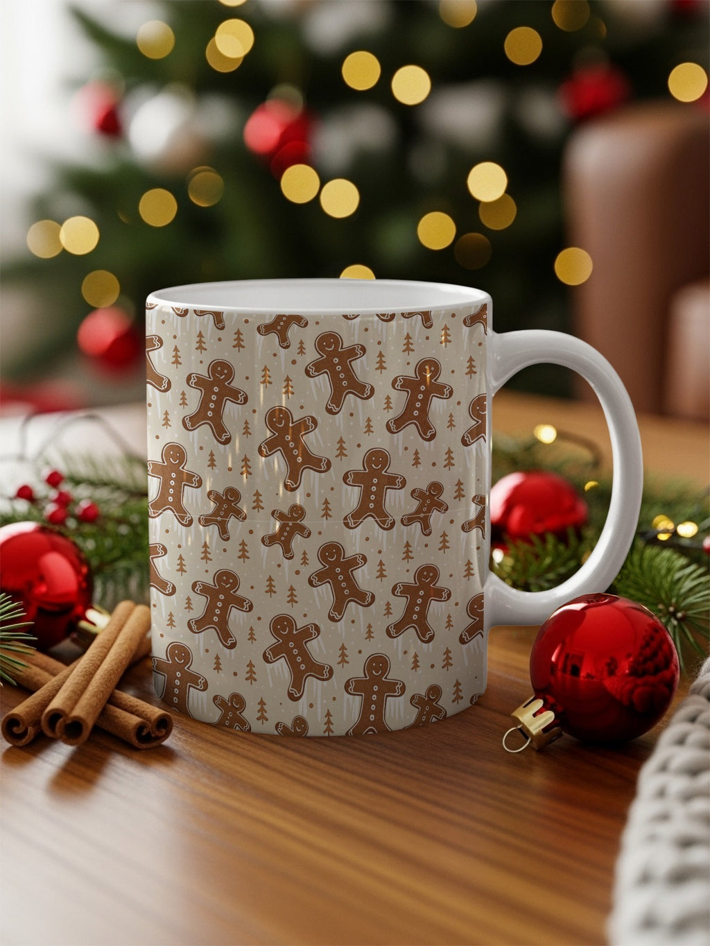 Festive Gingerbread Pattern Holiday Mug product