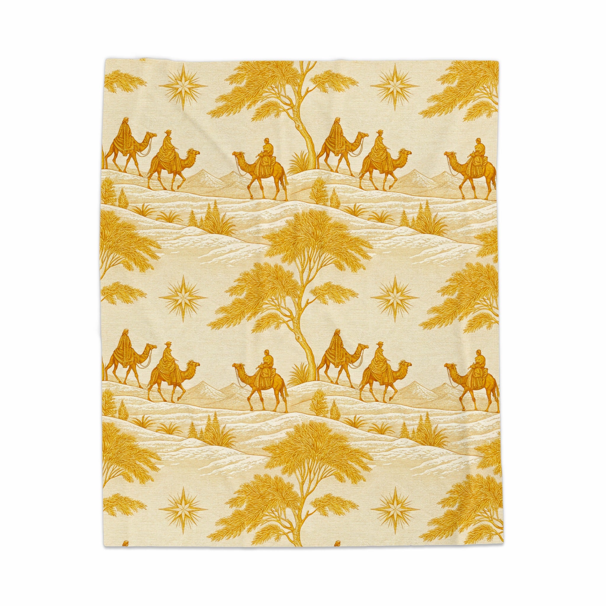 Desert Camel Scenic Blanket with Star Patterns