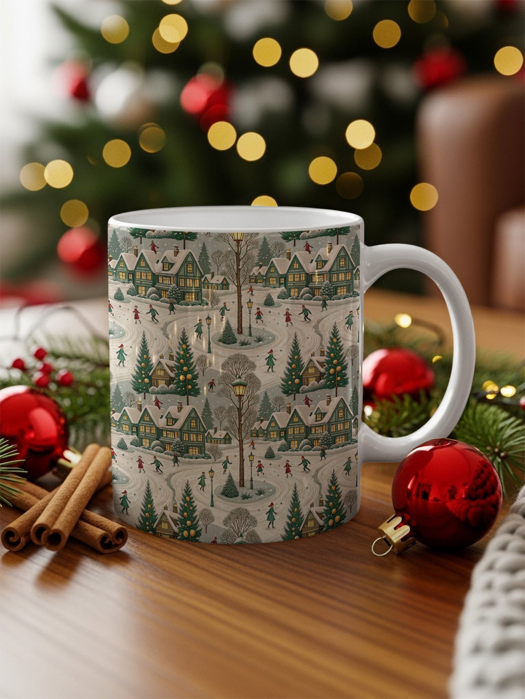 Festive Christmas Village Coffee Mug For Holiday Cheer