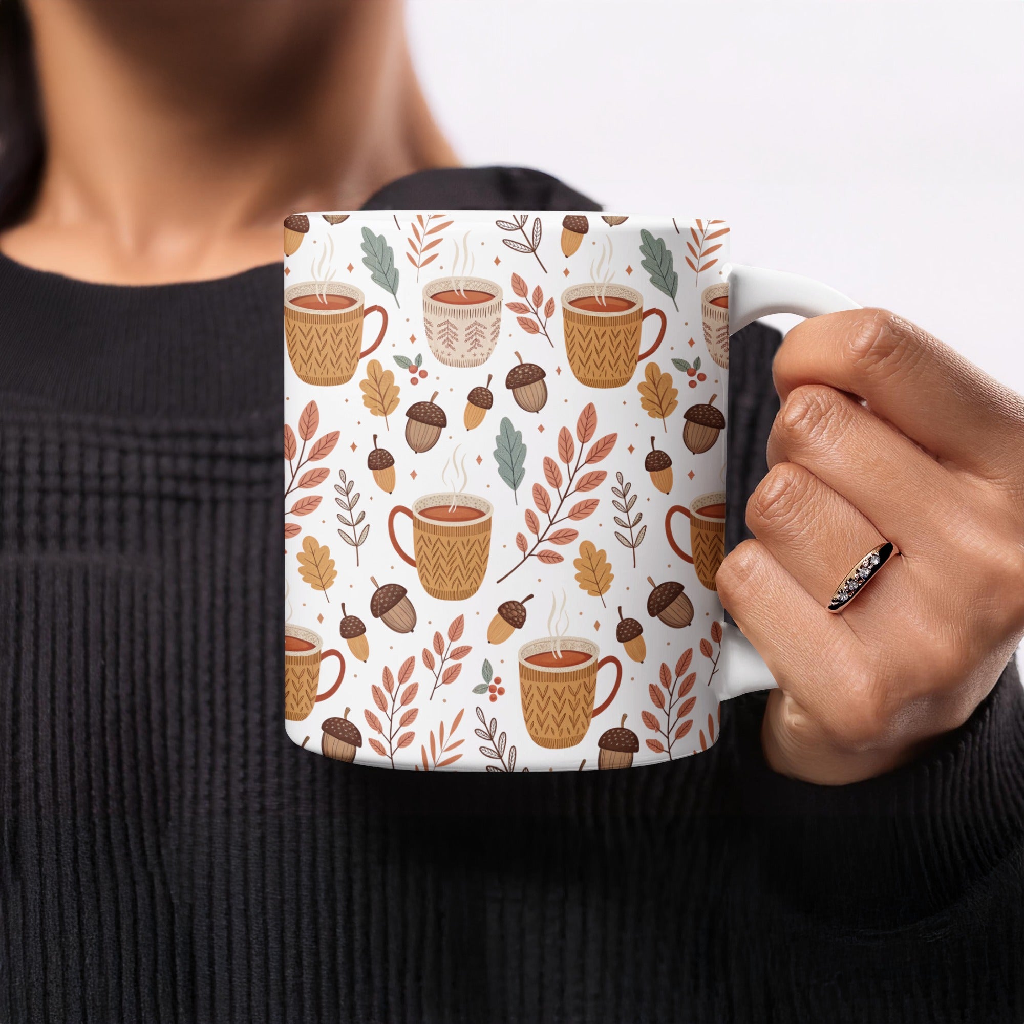 Autumn Leaves and Coffee Pattern Mug product