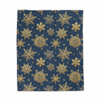 Golden Snowflakes on Dark Blue Background Blanket