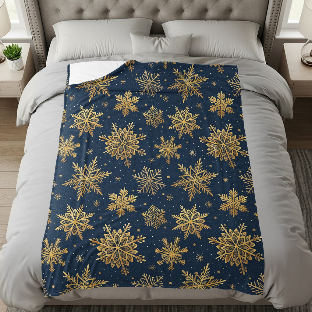 Elegant Gold Snowflakes Patterned Bedding Product