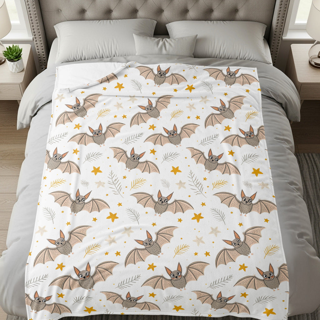 Cozy Bedspread with Cute Bat and Star Patterns product