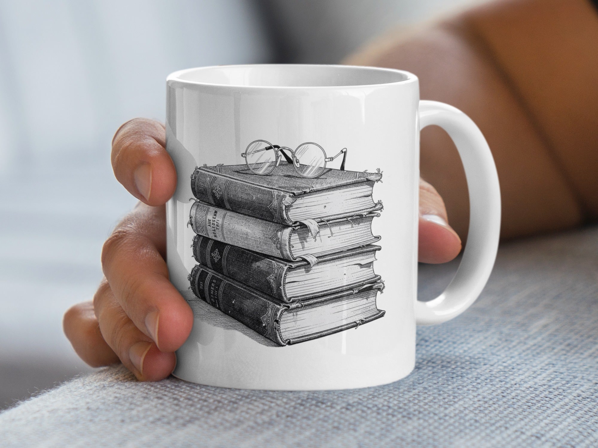Vintage Books and Glasses Art Print Coffee Mug