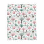 Enchanting Forest Deer and Trees Pattern Blanket