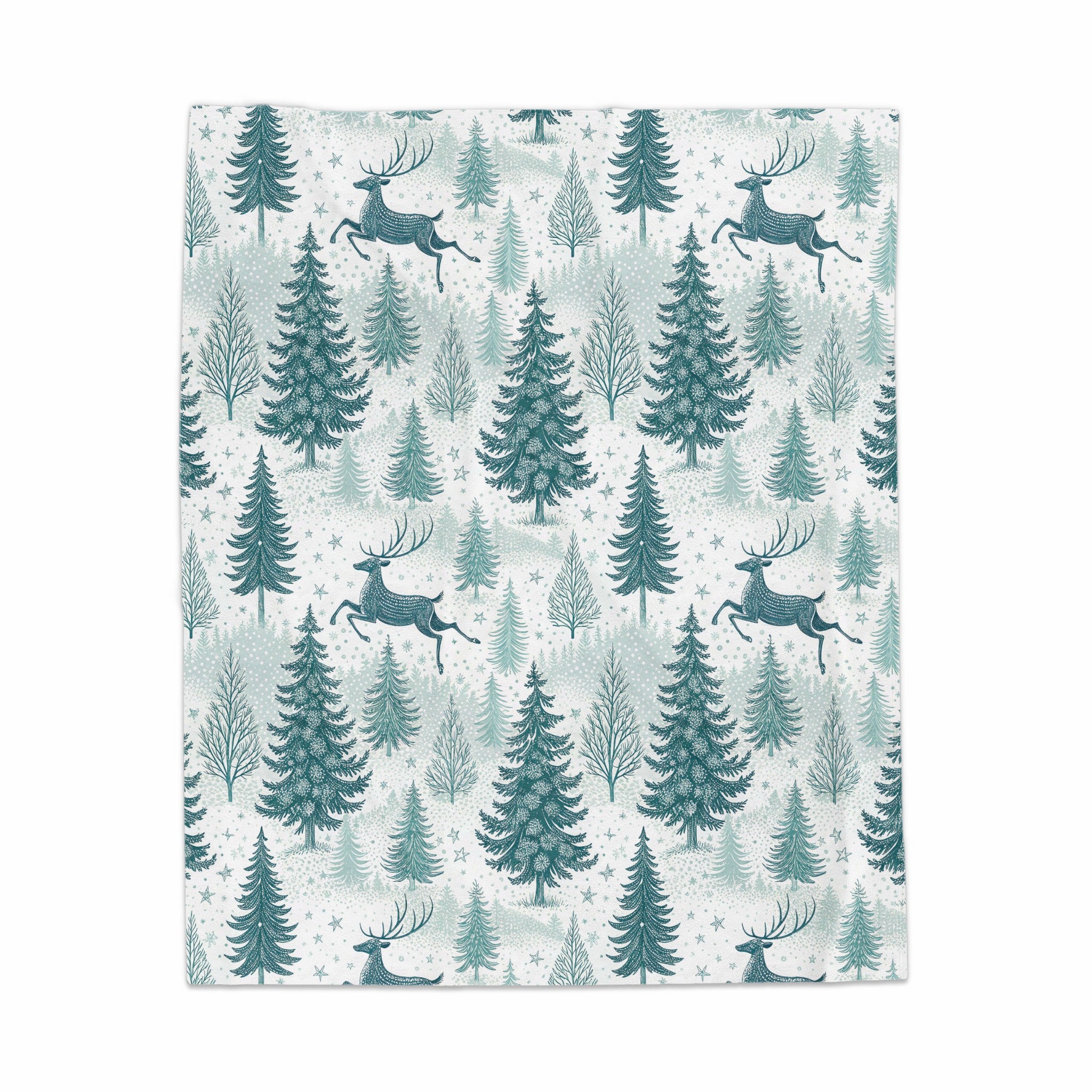 Festive Reindeer and Pine Trees Design Blanket