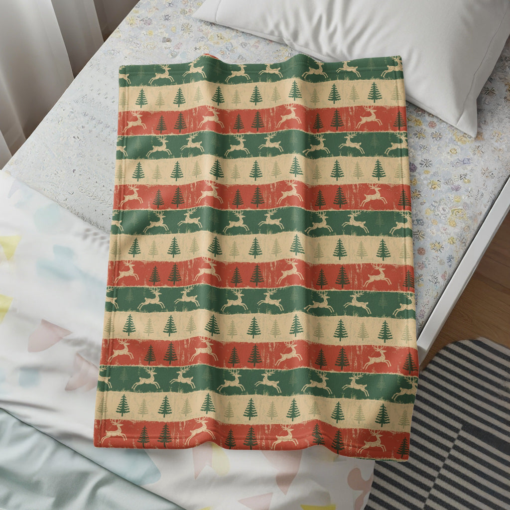 Colorful Festive Reindeer Holiday Blanket for Cozy Nights