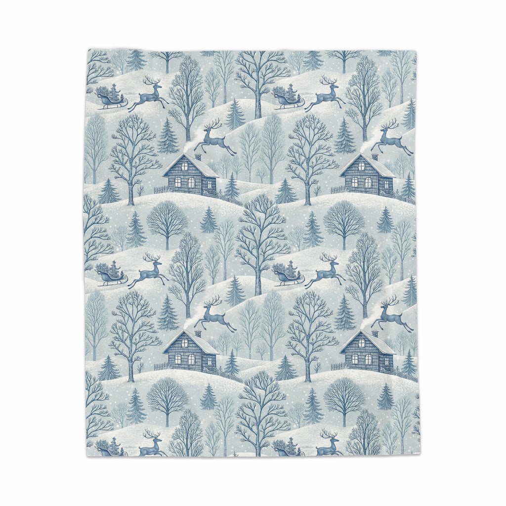 Winter Wonderland Deer House Holiday Themed Blanket