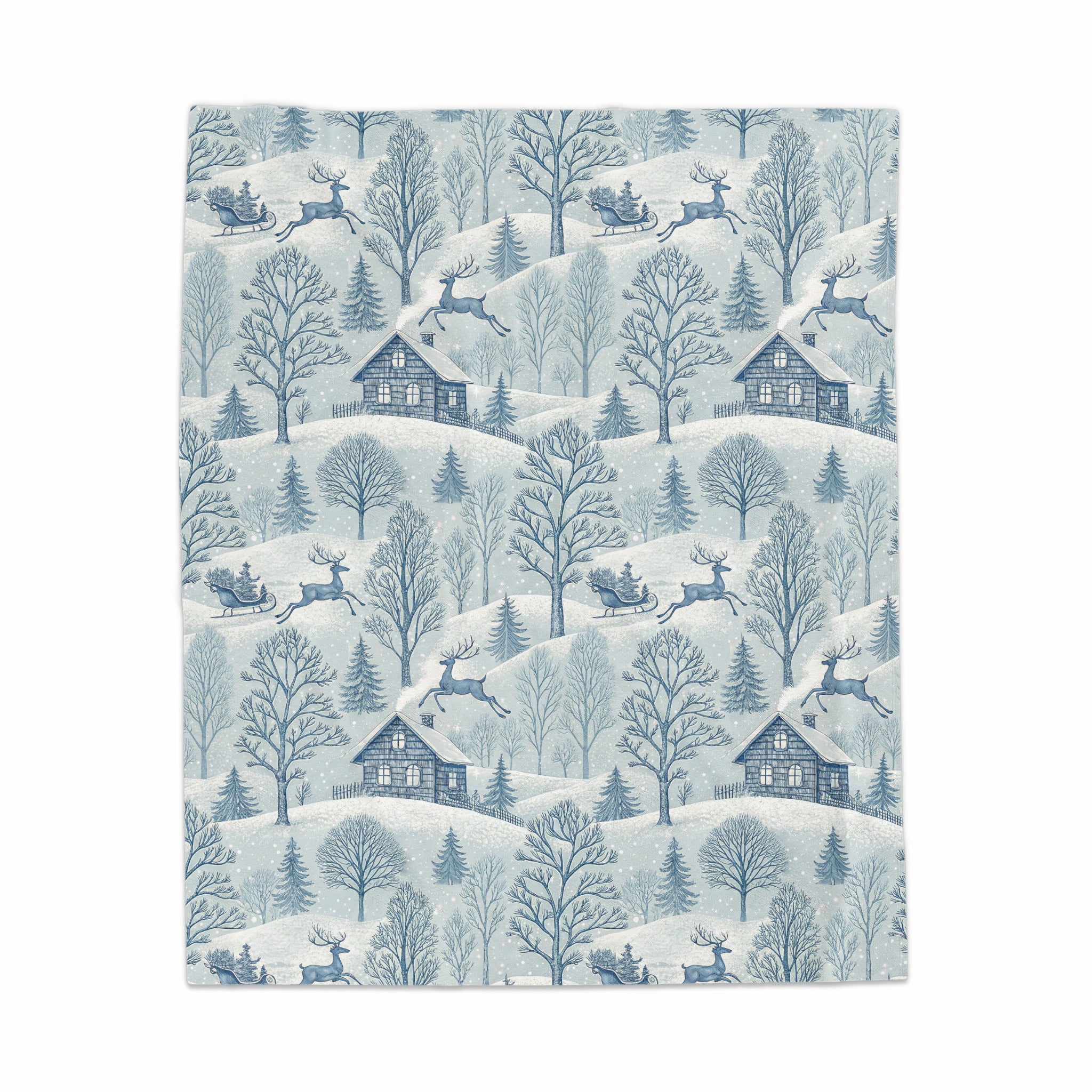 Winter Wonderland Deer House Holiday Themed Blanket