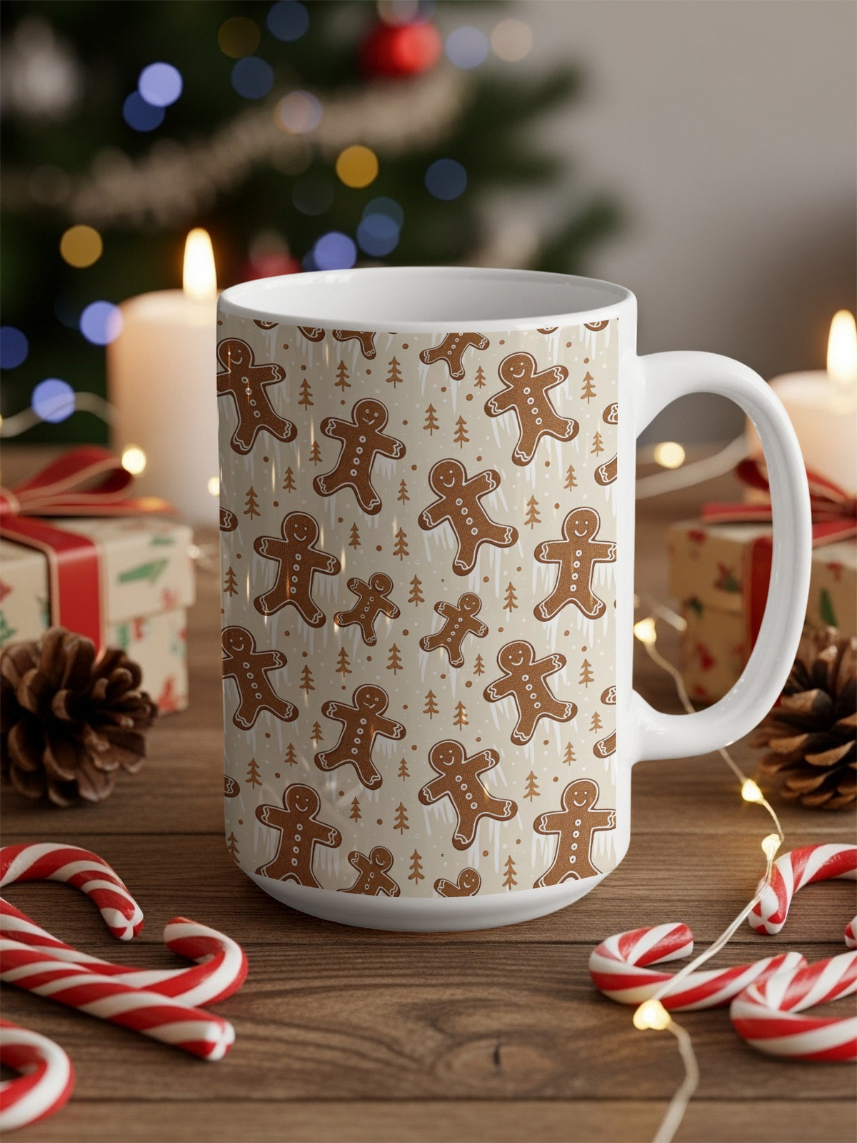Festive Gingerbread Men Design Coffee Mug