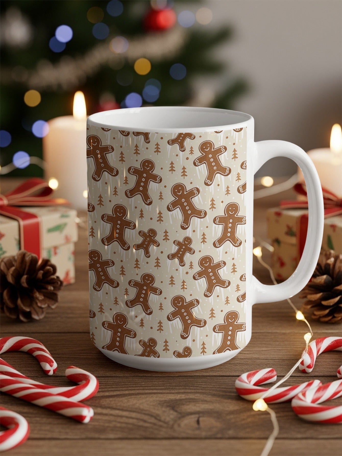 Festive Gingerbread Men Design Coffee Mug