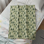 Forest Trees and Snowflakes Green Pattern Blanket