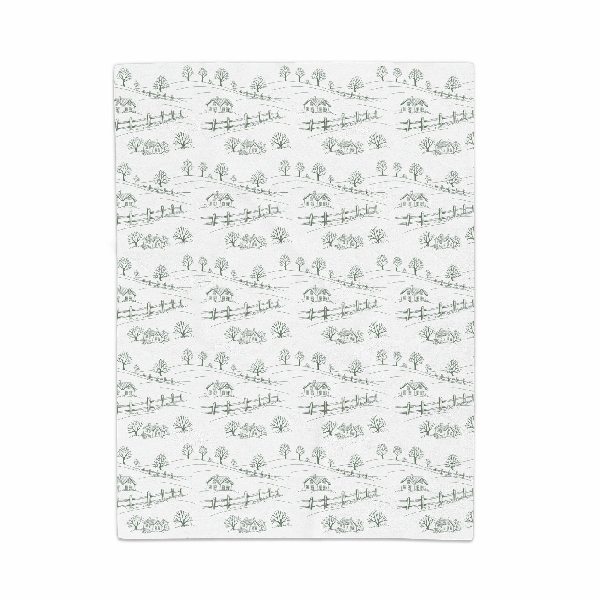Pastoral Scene with Trees and Fences Design Blanket Product