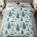Festive Forest Deer Design Printed Christmas Blanket