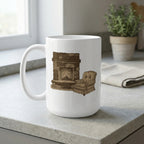 Cozy Fireplace and Armchair Illustration Mug