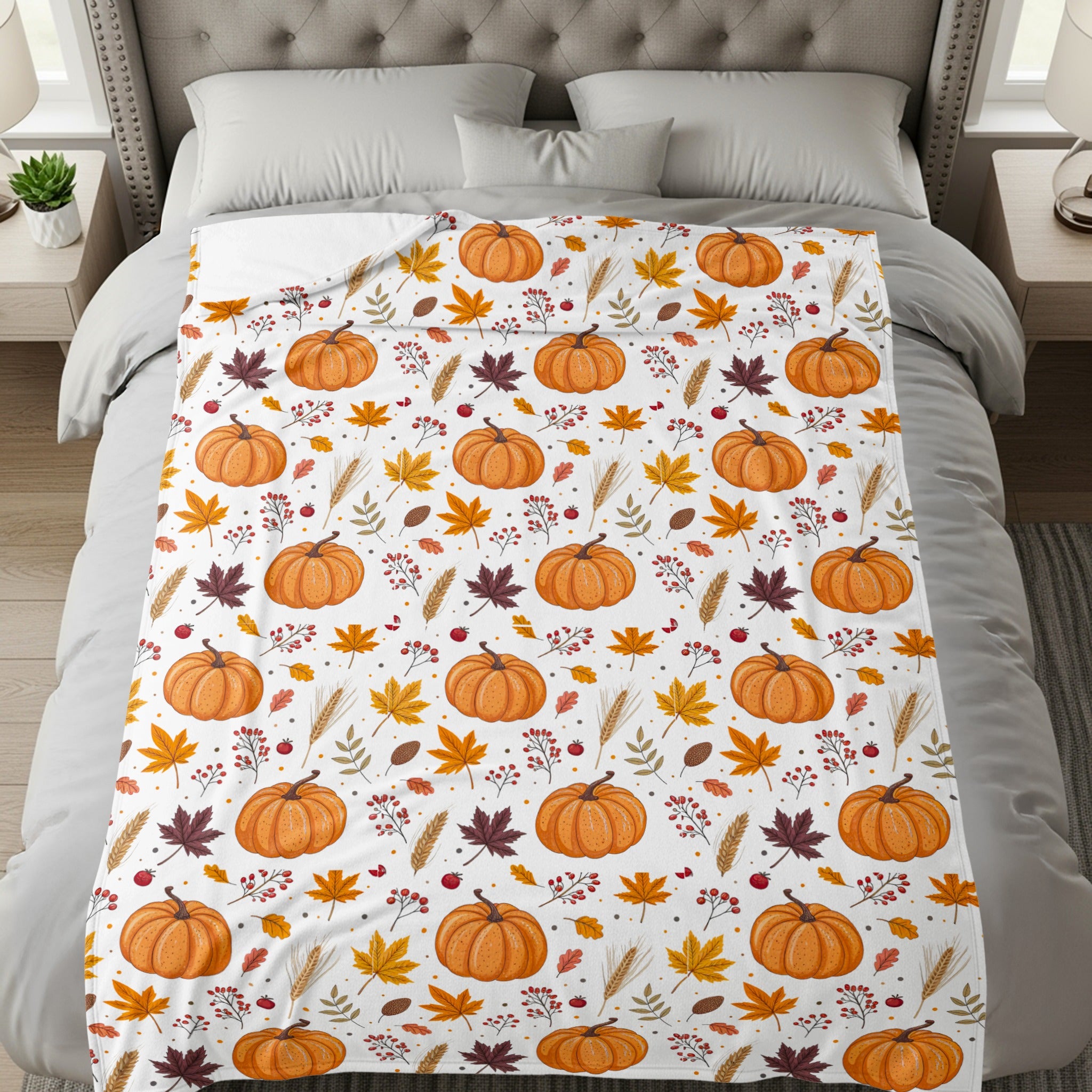 Autumn Pumpkin and Leaves Printed Bedding product