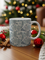 Holiday Winter Scene Mug with Reindeer and Trees