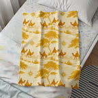 Golden Camel and Desert Pattern Throw Blanket