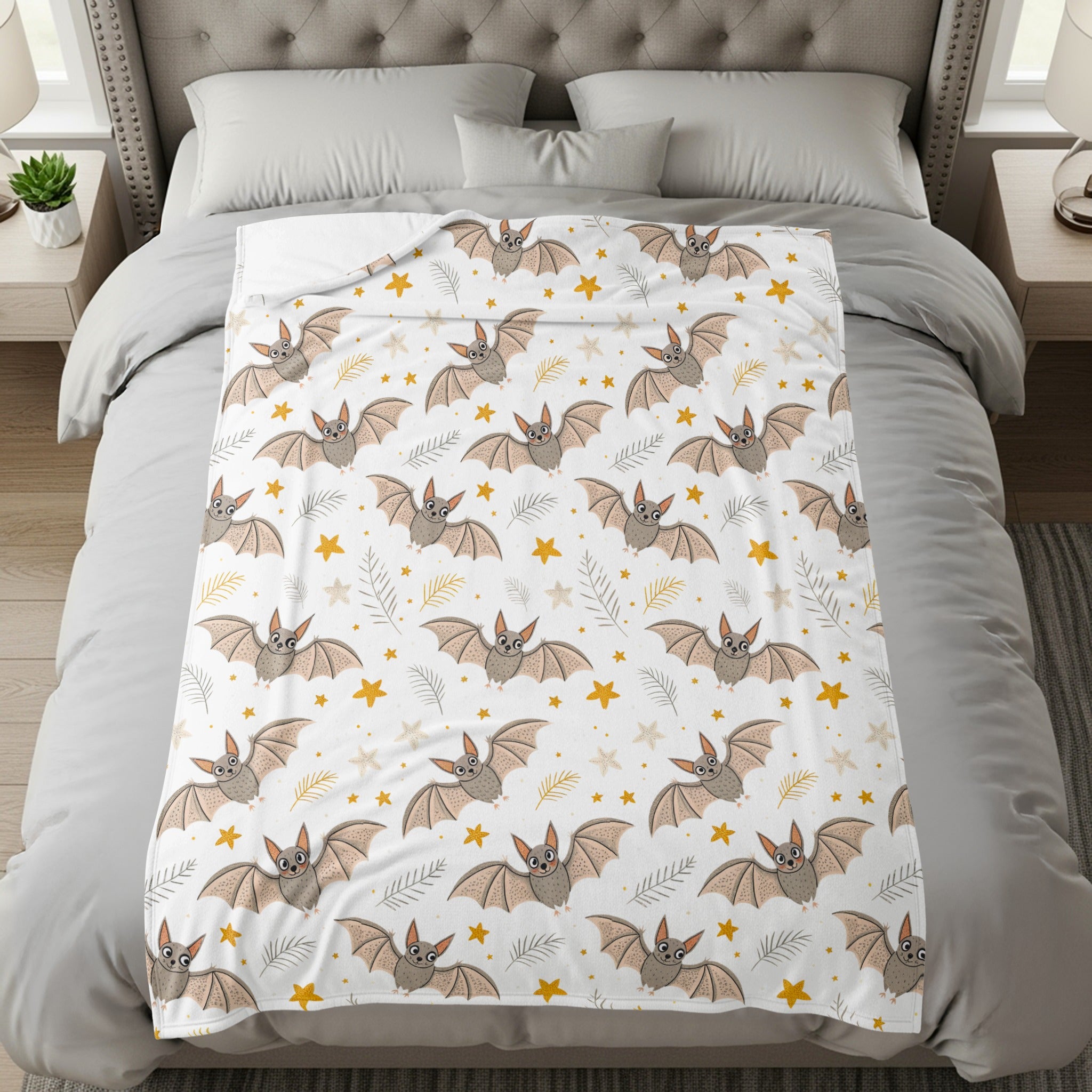 Cute Bat and Star Patterned Cozy Blanket product