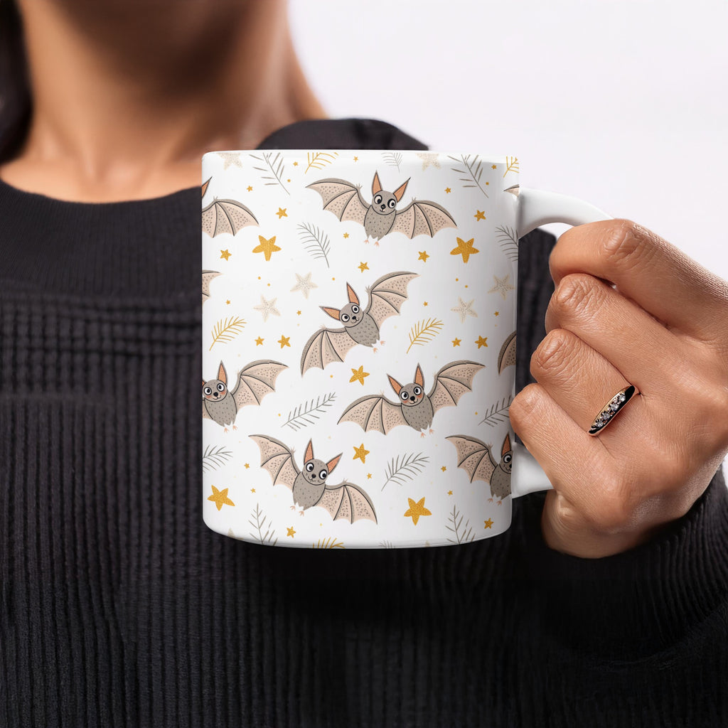 Cute Bat and Stars Pattern Ceramic Mug product