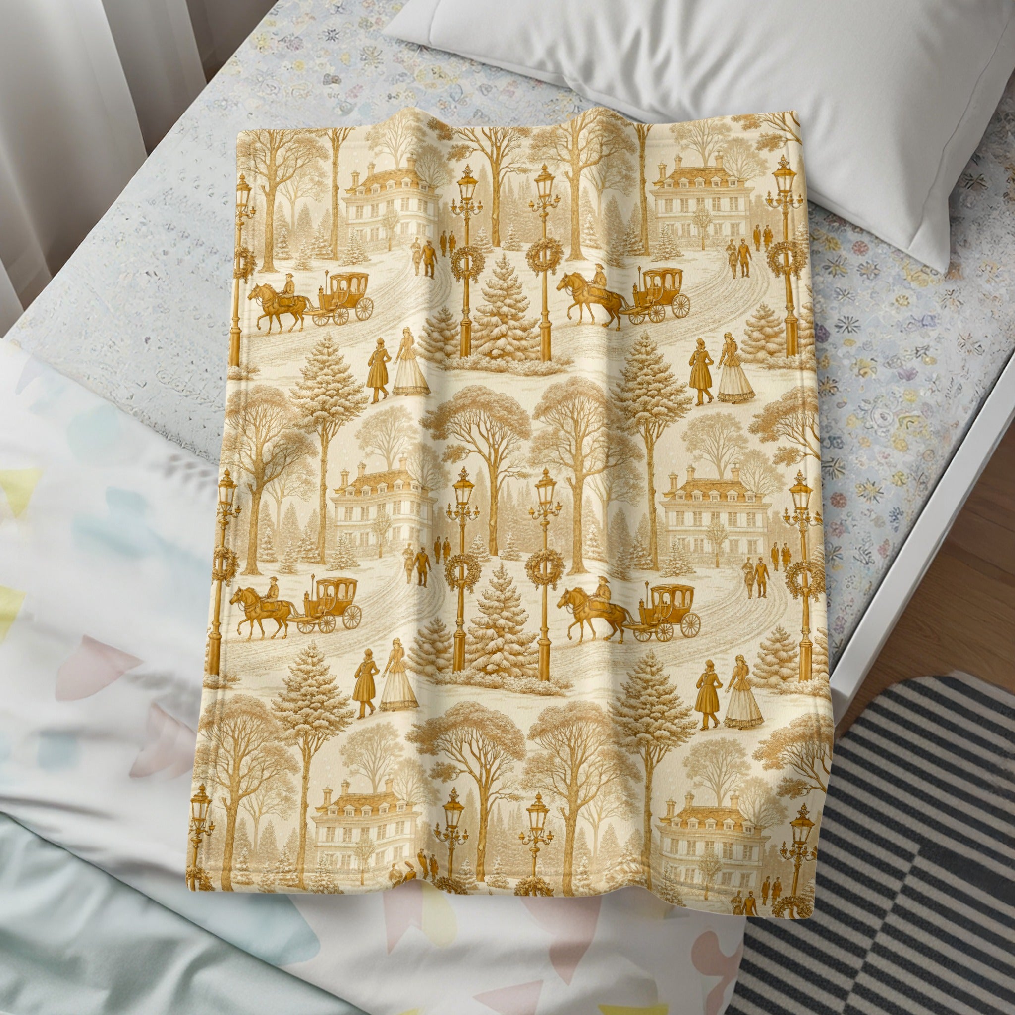 Winter Victorian Scene Printed Blanket
