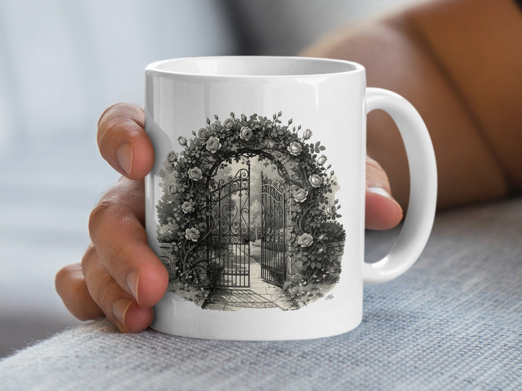 Enchanting Garden Gate Art Illustration Mug Product