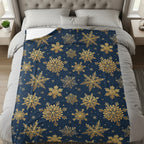 Elegant Gold Snowflake Pattern Bedding Blanket
