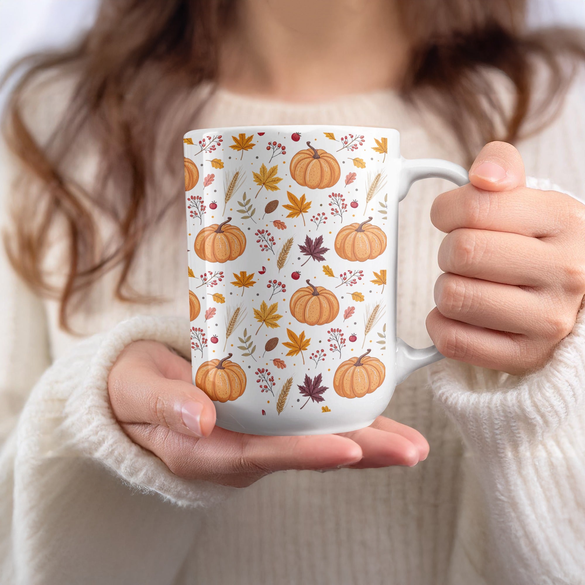 Fall Pumpkin Themed Mug With Autumn Patterns Product