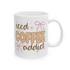 iced coffee addict mug with adorable bow design