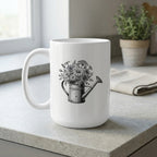 Vintage Watering Can with Flowers Design Mug