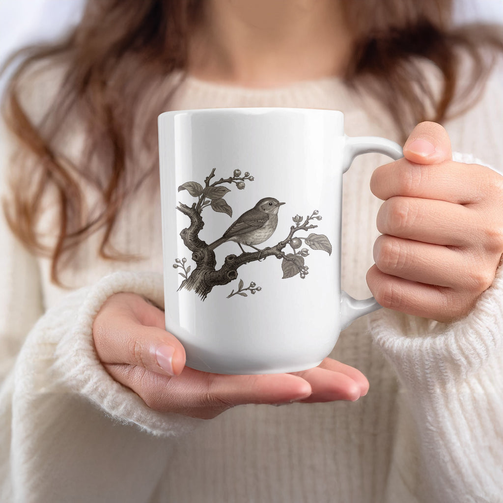 Bird on Branch Art Coffee Mug