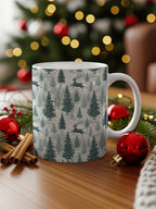 Festive Christmas Tree and Reindeer Mug for Holiday Season