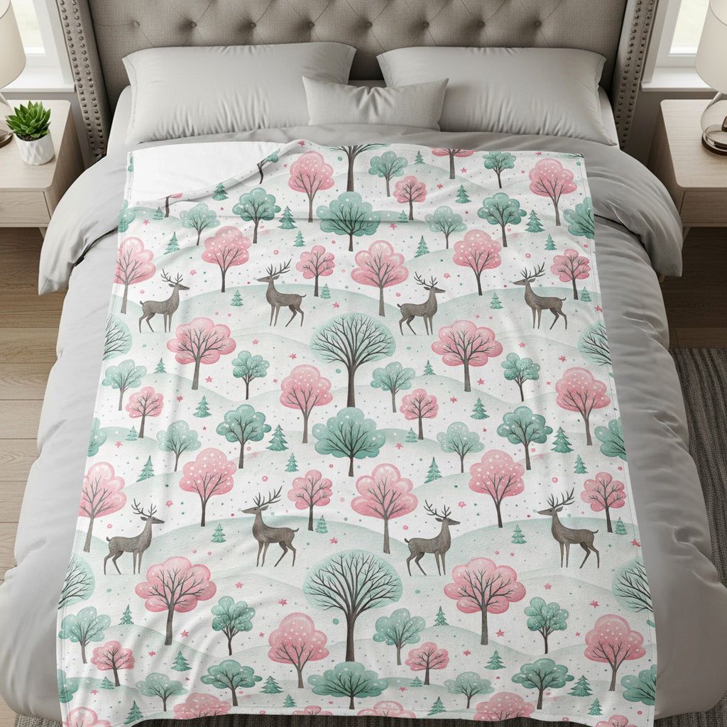 Whimsical Deer and Trees Theme Bedding Blanket