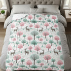 Whimsical Deer and Trees Theme Bedding Blanket