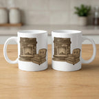 Cozy Fireplace and Armchair Design Mug Set
