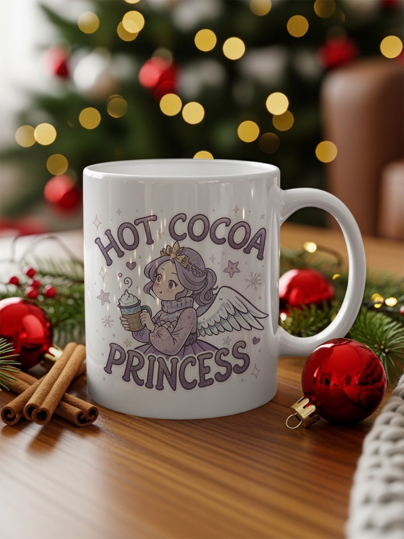 Hot Cocoa Princess Christmas Mug for Holiday Cheer